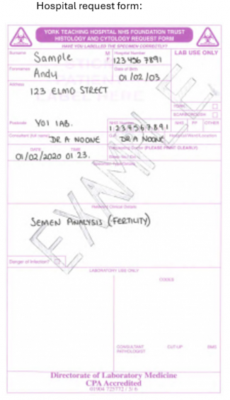 Hospital request form