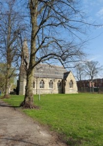 Side view of the Old Chapel at York Hospital.