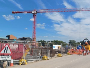 A crane on the building site at Scarborough Hospital.