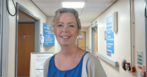 Jenny Piper at the entrance to the Magnolia Centre at York Hospital.