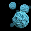 Virus cells symbolising norovirus.