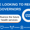 A magnifying glass with text 'we're looking to recruit new governors'