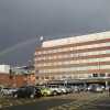 Rainbow over York Hospital main entrance.