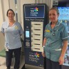Sara Shearing, Senior Health Care Assistant and Karroll Powell, Associate Nurse Practitioner with one of the new mobile phone charging units.