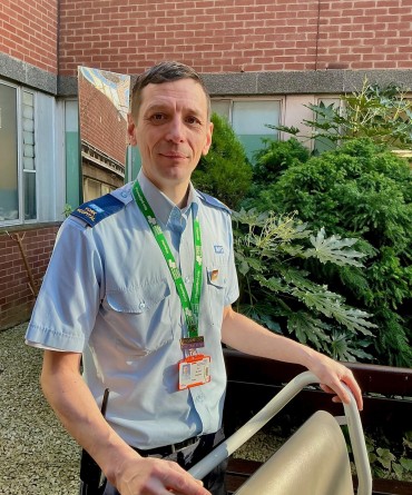 Richard Edwards in a garden at York Hospital.