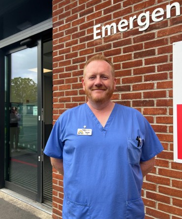 Jason at the main entrance to York Hospital's ED.