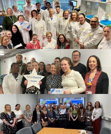 A collage of the Star Award winning teams, SHYPS teams in Scarborough, York and Hull, receiving her award from Chief Executive, Clare Smith.