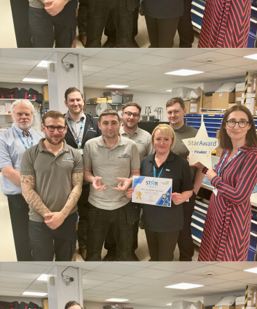Star Award winners Medical Engineering receiving their award from Clare Smith, Chief Executive.
