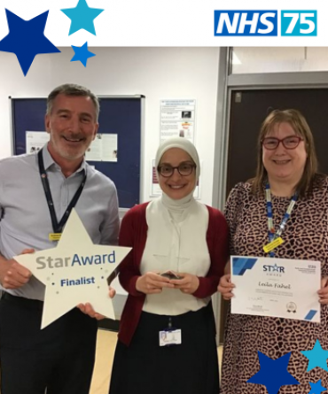 Leila Fahel receiving her Star Award from Andrew Bertram.