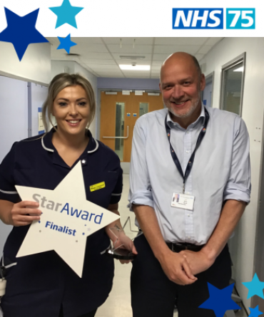 Star Award winner Megan Concannon receiving her award from Simon Morritt, the Trust's Chief Executive.