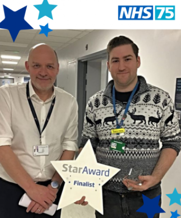 Star Award winner Stephen Palmer receiving his award from Simon Morritt, the Trust's Chief Executive.