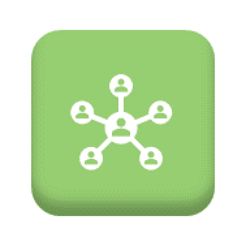 Button with an illustration of a group of interconnected people to symbolise occupational health and wellbeing teams.  URL leads to Staff Benefits occupational health and wellbeing teams pages.
