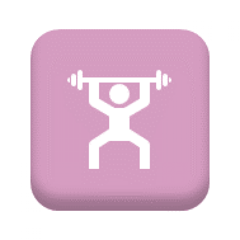 Button with an illustration of a person weightlifting to symbolise exercise and training. URL leads to Staff Benefits personal trainers page.