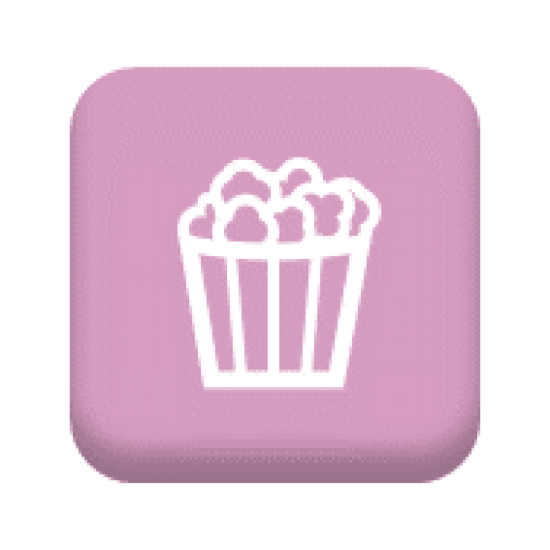 Thumbnail shows popcorn art on a pink thumbnail
