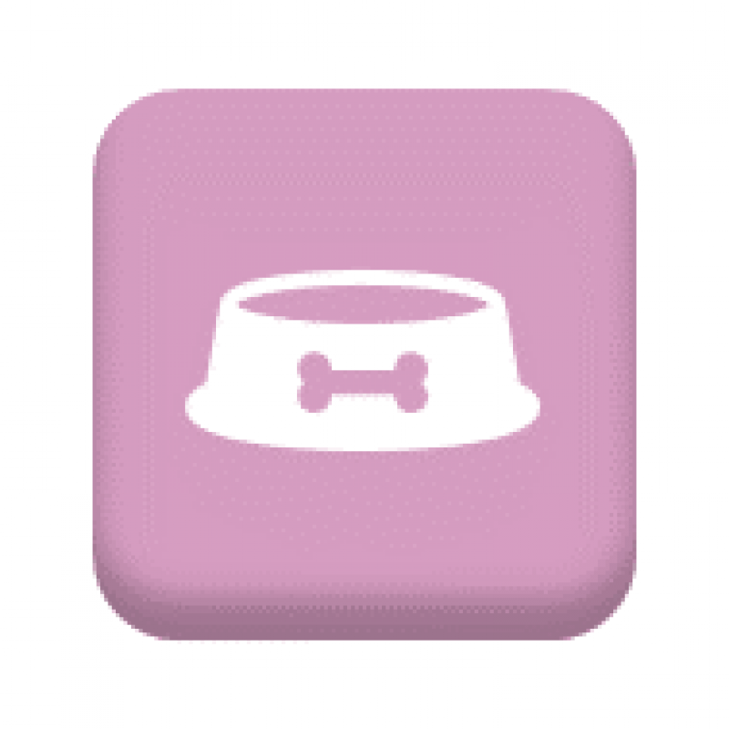 Button with an illustration of a pet food bowl with a bone on it. URL leads to the Staff Benefits Pets page.