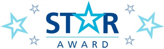 Text Star Award surrounded with stars