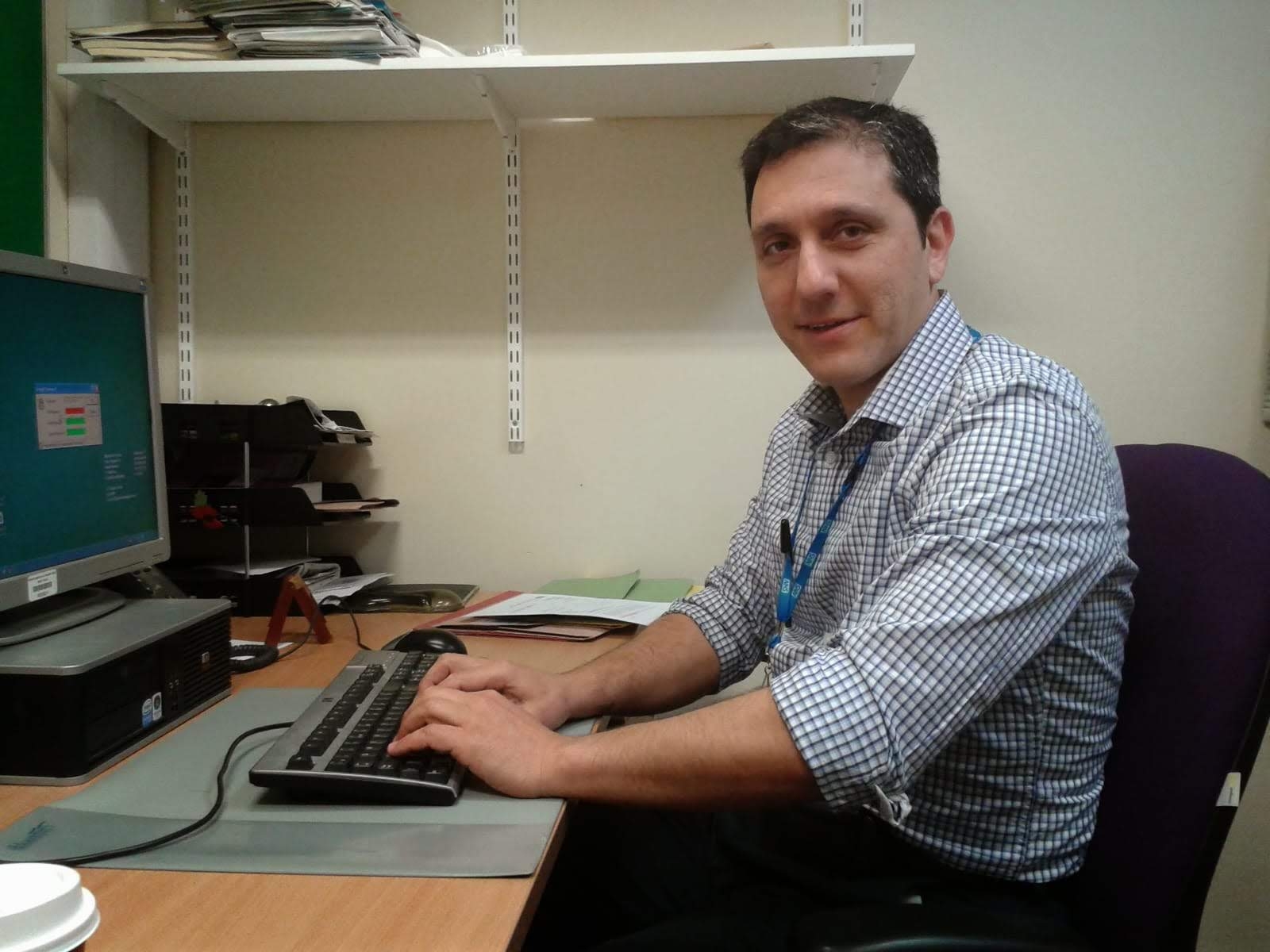 Spiros Stavropoulos working at a computer.