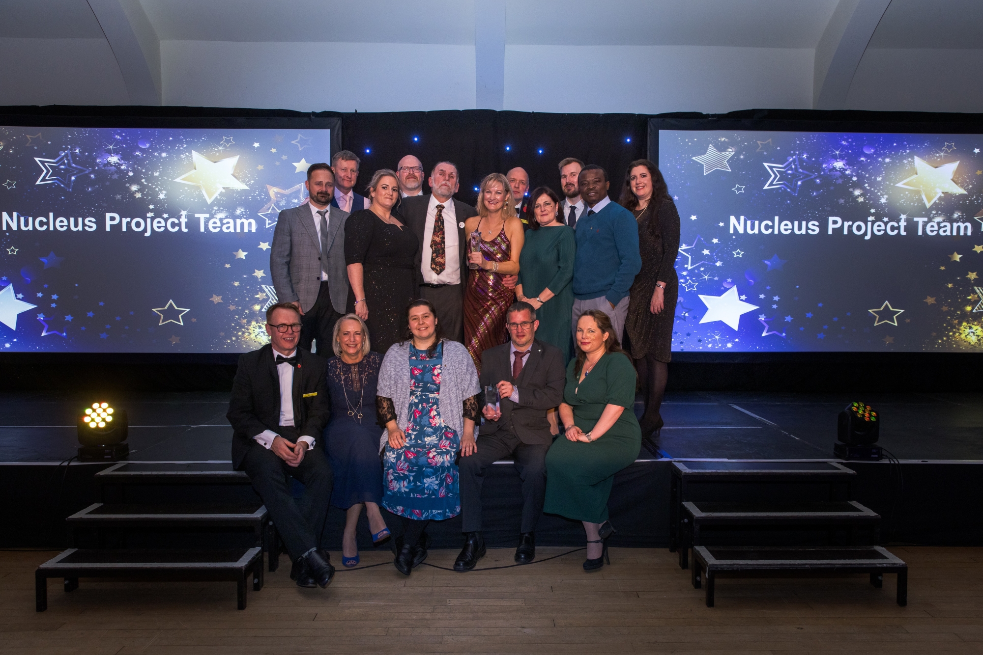 Nucleus project team onstage at the awards ceremony.